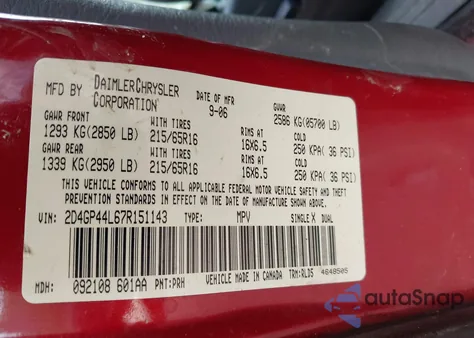 2007 Dodge Grand Caravan Sxt from USA, damaged, VIN 2D4GP44L67R151143